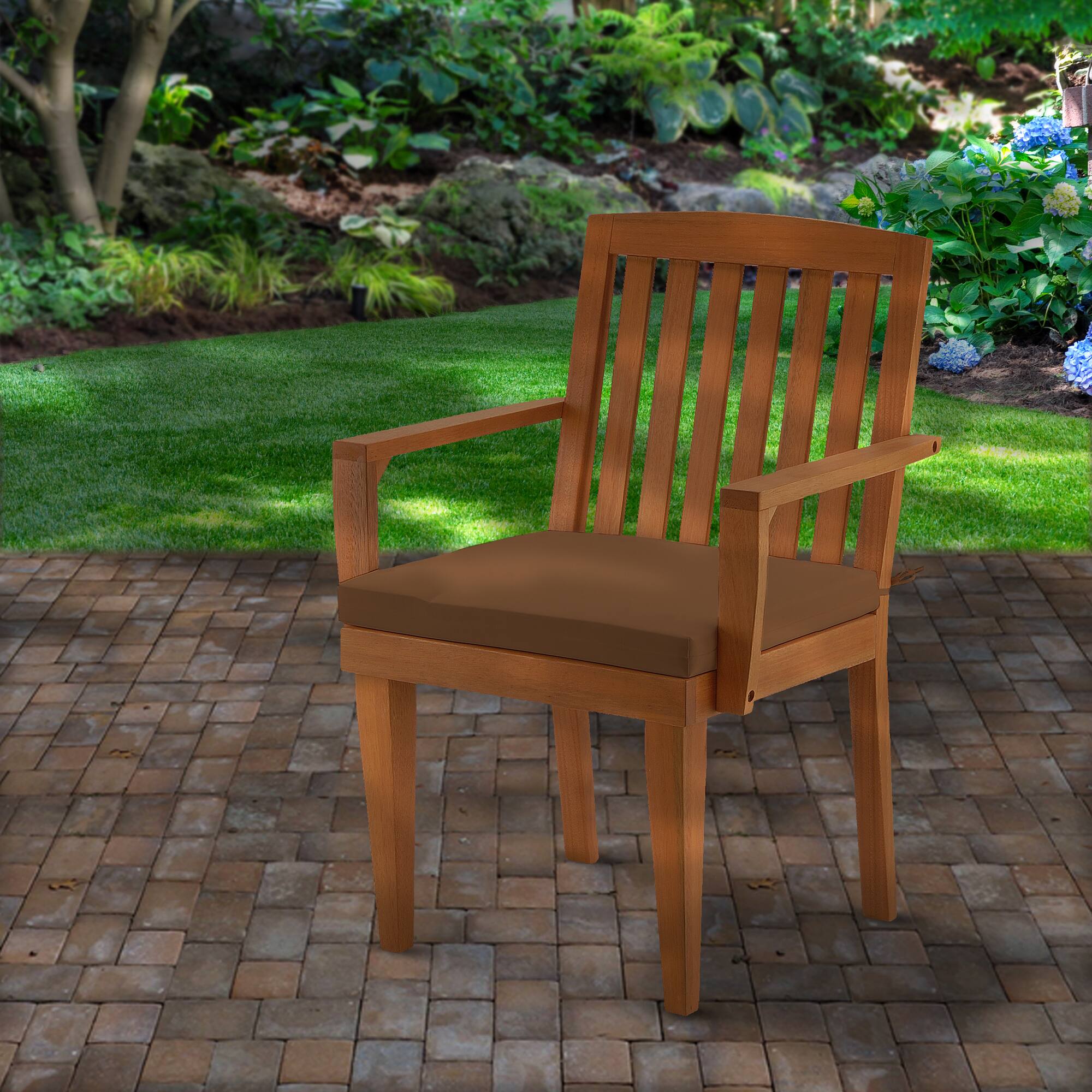 Eucalyptus Grandis Wood Dining Armchair with Chocolate Cushion